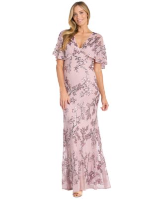 R & M Richards - Petite Sequinned Mesh Evening Gown