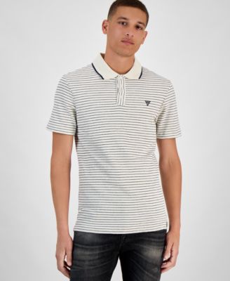 GUESS - Men's Slim-Fit Striped Short-Sleeve Polo Shirt