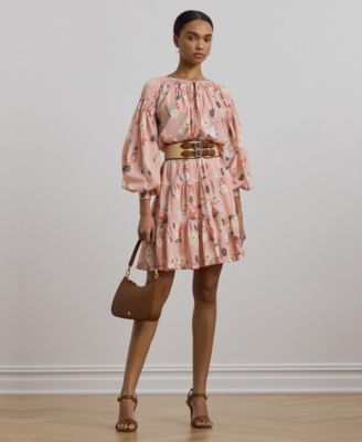 Lauren Ralph Lauren - Women's Floral Voile Tiered Tie-Neck Dress