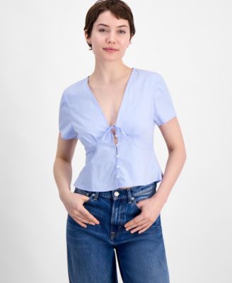 Tommy Jeans - Women's Cotton Poplin Tie-Front Blouse