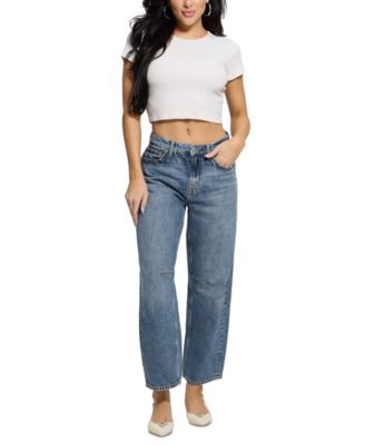 GUESS - Women's High-Rise Relaxed Barrel-Fit Jeans