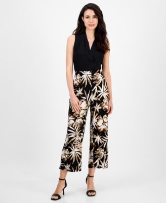 AK Anne Klein - Women's Printed Pull-On Wide-Leg Pants