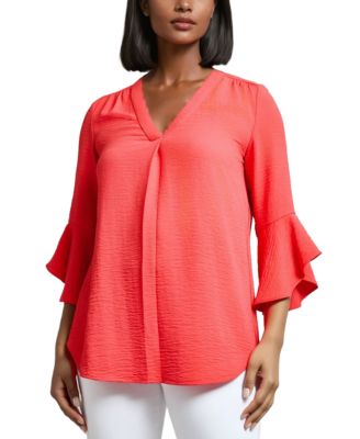 Jones New York - Women's V-Neck Bell-Sleeve Blouse