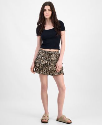 Madden Girl - Juniors' Cotton Ruffle-Tiered Skort