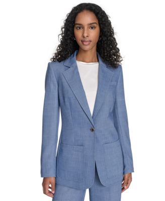 Calvin Klein - Women's Faux-Denim One-Button Blazer