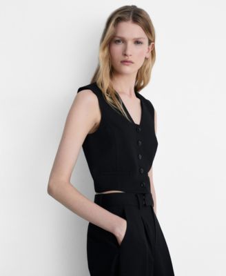 MANGO - Women's Cropped Suit Vest