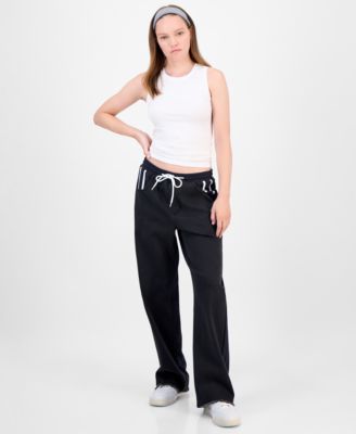 Tinseltown - Juniors' Denim-Front Sweatpants