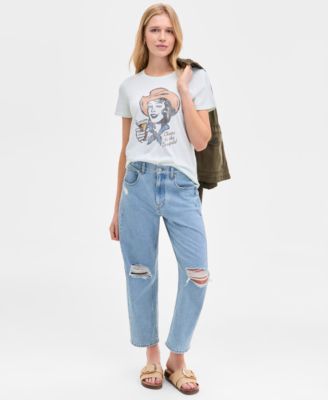 Lucky Brand - Women's Distressed High Rise Barrel-Leg Jeans