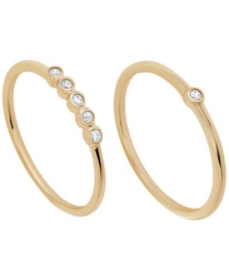 Macy's - 2-Piece Cubic Zirconia Stackable Ring Set (0.17 ct. t.w.) in Gold over Sterling Silver