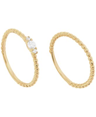 Macy's - 2-Piece Cubic Zirconia Open Stackable Ring Set (0.27 ct. t.w.) in Gold Over Sterling Silver