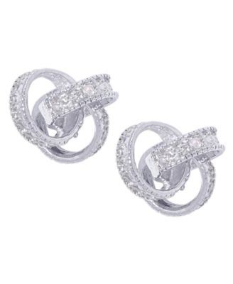 Macy's - Diamond Accent Love Knot Stud Earrings in Fine Silver or 14k Gold Plate