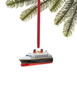 Holiday Lane - World Traveler Glass Cruise Ship with Glitter Ornament