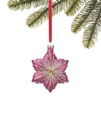 Holiday Lane - Burgundy Blush Star with Gem Glitter Ornament