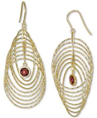 Macy's - Garnet Bezel Spiral Drop Earrings (2 ct. t.w.) in 14k Gold-Plated Sterling Silver (Also in Amethyst)