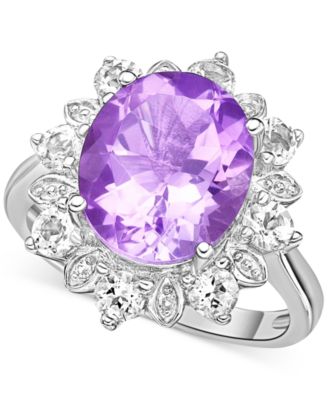 Macy's - Pink Amethyst (4-1/2 ct. t.w.) & White Topaz (7/8 ct. t.w.) Halo Ring in Sterling Silver