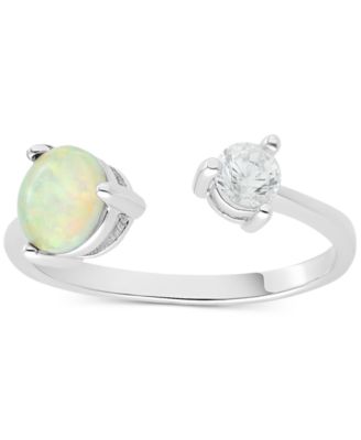 Macy's - Simulated Opal (3/4 ct. t.w.) & Cubic Zirconia Cuff Ring in Sterling Silver