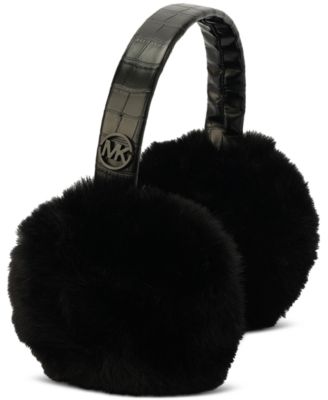 Michael Kors - Logo Charm Croc-Embossed Fuzzy Ear Warmers