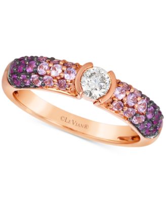 Le Vian - Pink Sapphire (3/4 ct. t.w.) & Nude Diamond (1/4 ct. t.w.) Ombre Ring in 14k Strawberry Gold
