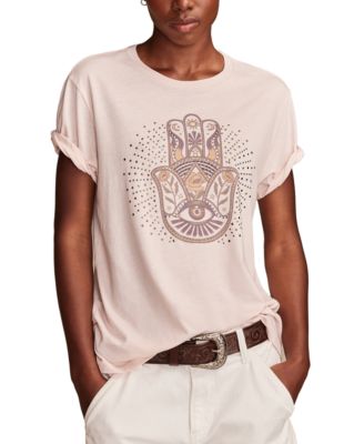 Lucky Brand - Women's Studded Hamsa Hand Boyfriend T-Shirt