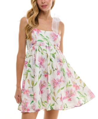SENI & CADE - Juniors' Floral-Print Babydoll Dress