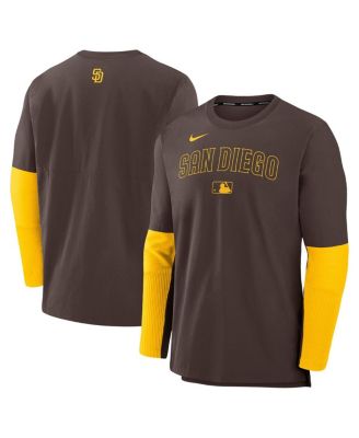 Nike - Men's Brown/Gold San Diego Padres Authentic Collection Lightweight Player Tri-Blend Performance Pullover Sweatshirt