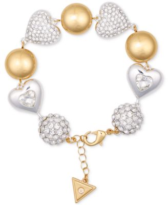 GUESS - Two-Tone Heart & Ball Charm Statement Bracelet