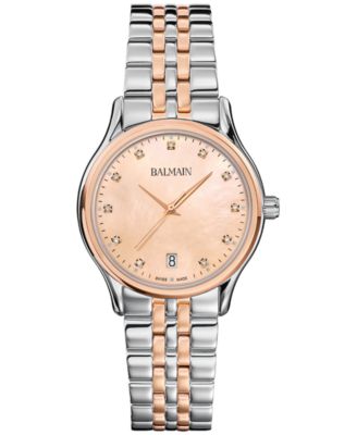 Balmain - Women's Swiss Beleganza Diamond (1/20 ct. t.w.) Two-Tone Stainless Steel Bracelet Watch 32mm