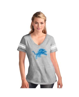 G-III 4Her by Carl Banks - Women's&nbsp; Heather Gray Detroit Lions First Pick Distressed V-Neck T-Shirt