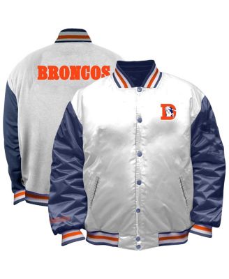Mitchell & Ness - Women's White Denver Broncos Throwback Plus Size Full-Snap Satin Jacket