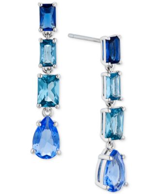 Eliot Danori - Silver-Tone Mixed Crystal Linear Drop Earrings