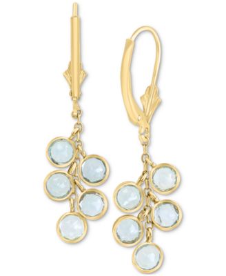 EFFY Collection - Sky Blue Topaz Dangle Cluster Drop Earrings (3 ct. t.w.) in 14k Gold