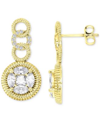 Macy's - Cubic Zirconia Multi-Cut Ridged Multi0Circle Drop Earrings