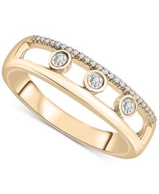 Wrapped - Diamond Tri-Bezel Openwork Ring (1/6 ct. t.w.) in 10k Gold