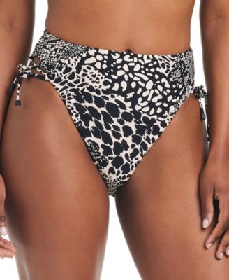 Bar III - Women's Printed High-Waisted Lace-Up Bottoms