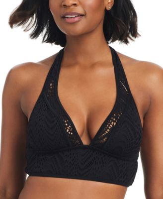 Bar III - Women's Crochet Longline Halter Bikini Top