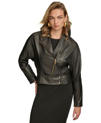 Donna Karan New York - Women's Asymmetric Leather Moto Jacket