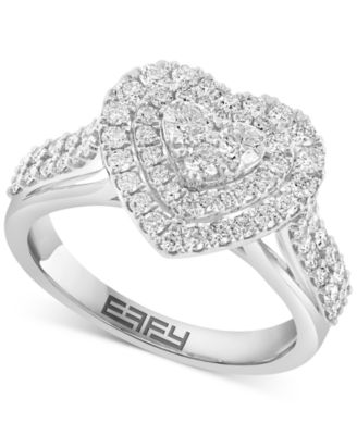 EFFY Collection - Diamond Heart Halo Cluster Ring (1-1/20 ct. t.w.) in 14k White Gold