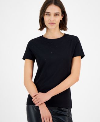 BOSS Orange - Women's Embellished Crewneck Short-Sleeve Top