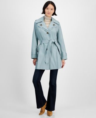 London Fog - Women's Single-Breasted Hooded Belted Trench Coat