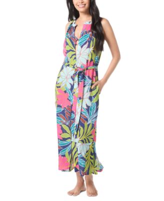 Vince Camuto - Women's Split-Neck Belted Cover-Up Dress