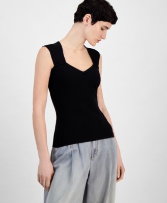 BOSS Orange - Women's Sweetheart-Neck Ribbed-Knit Top