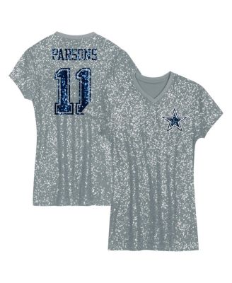 Outerstuff - Big Girls&nbsp;Micah Parsons Silver Dallas Cowboys Sequin Player Name Number V-Neck Dress