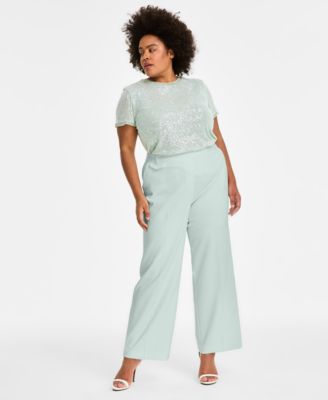 Anne Klein - Plus Size Pull-On Wide-Leg Tailored Pants
