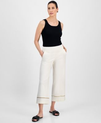 JM Collection - Women's Metallic-Trim Pull-On Capri Pants