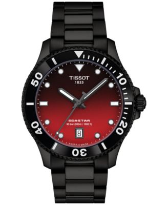 Tissot - Men's Swiss Seastar 1000 Black PVD Stainless Steel Bracelet Watch 40mm