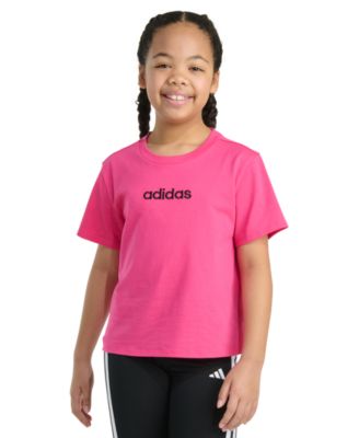adidas - Big Girls Short-Sleeve Embroidered Linear Logo Cotton T-Shirt