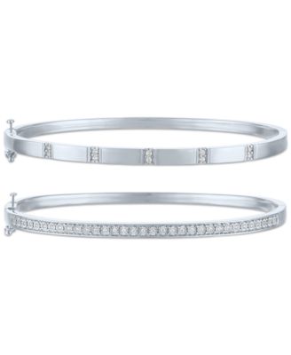 Macy's - 2-Pc. Diamond Bangle Bracelet Set (1/5 ct. t.w.) in Sterling Silver