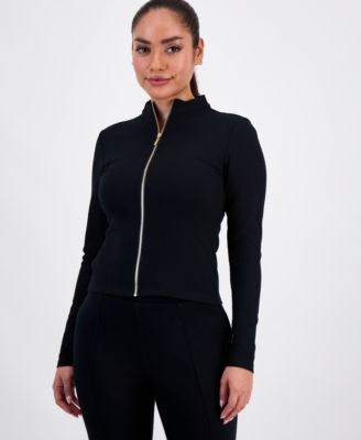 I.N.C. International Concepts - Petite Mock-Neck Zip-Front Top
