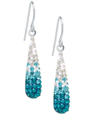 Macy's - Crystal Pav&eacute; Clover Drop Earrings in Sterling Silver