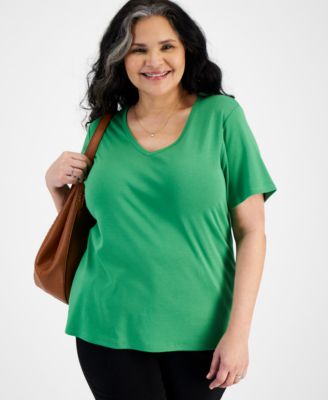 Style & Co - Plus Size V-Neck Short-Sleeve Knit Top